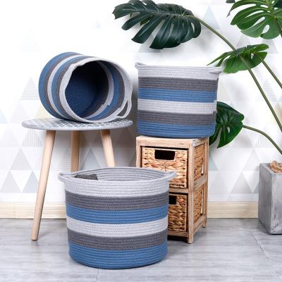 China Cute Viable Cotton Rope Basket Baby Laundry Basket Children Room Organizer Desktop Storage Bins Bins for sale