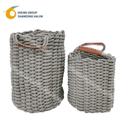 China Gray Cotton Rope Storage Basket Woven Sofe Storage Basket Set Of Two Large for sale