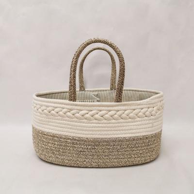 China New Classic/Postmodern Baby Changing Basket Baby Laundry Basket Hand Woven Hand - Woven Baby Diaper Storage Basket for sale