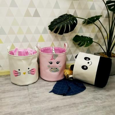 China Minimalist Customizable Cute Animal Storage Basket Kids Bedroom Animal Laundry For Kids Room Basket With Match Ears for sale