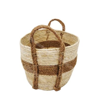 China China New Sustainable Corn Grass Basket Round Collapsible Laundry Corn Grass Basket For Home Storage for sale