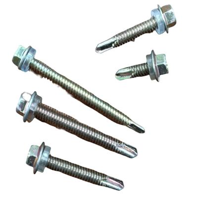 China HEX 304 Stainless Steel Drilling Shank 410 Tapping Screw Self-Drilling Iron Color Zinc External Hex Head Screws for sale