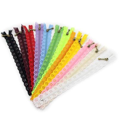 China Lace Band Nylon Coil Lace Lovely Zippers For DIY Bag Tailor Sewer Craft Retail for sale