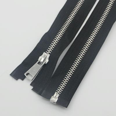 China #5 Durable Silver Metal Zipper Metal Coat Zipper for sale