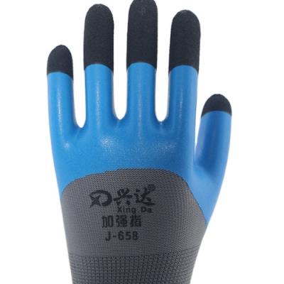 China Construction Site High Grade New Design Latexlatex Work Powder Free Anti-slip Blue Double Gloves Latex for sale