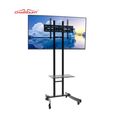 China MAX VESA Size 600X400mm TV Cart Metal Charmount Mobile TV Cart Adjustable Demountable TV Bracket Cart Mount for sale