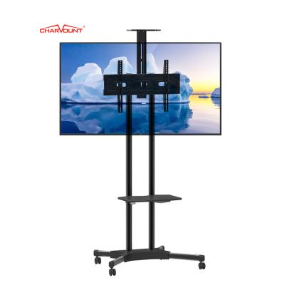 China MAX VESA Size 800X600mm Adjustable Removable Modern TV Mount Furniture Mobile LCD TV Cart Metal Charmount Trolley Cart With Wheels for sale