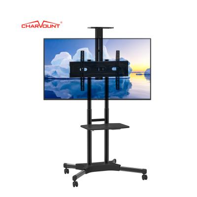 China CHARMOUNT MAX VESA Size 800X600mm Mobile Mount Bracket Trolley Adjustable Removable Trolley TV Bracket Metal Metal Cart for sale