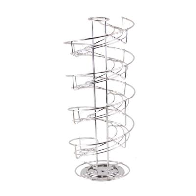 China Viable Spiral Design Metal Skelter Dispenser Shelf Storage Display Rack Coffee Capsule Storage Rack Holders for sale