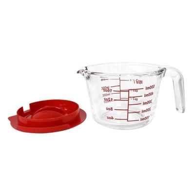 China Newest viable hot sale pyrex glass measuring cup set with plastic lid for sale