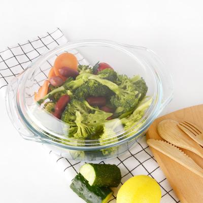 China Sustainable Glass Casserole Cookware Borosilicate Glass Baking Dish Set Casserole With Glaze Lid for sale