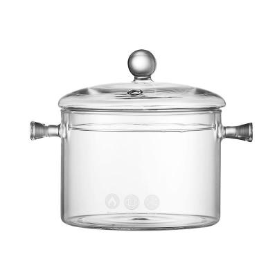 China Sustainable Heat Resistant Glass Casserole Pot Kitchen Cooking Glass Pot for sale