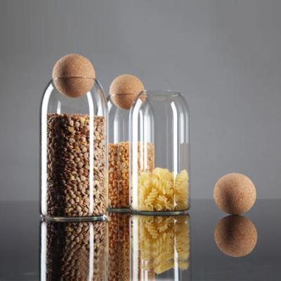 China Viable Cute Decorative Canister Glass Jar Glass Storage Jar With Ball Cork for sale