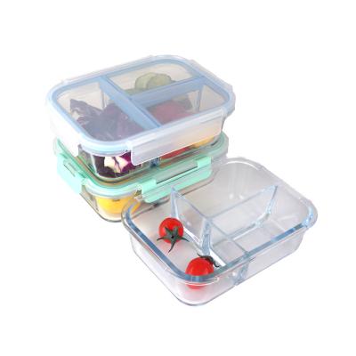 China Sustainable High Borosilicate Glass Storage Food Container With Snap Lock Lid for sale