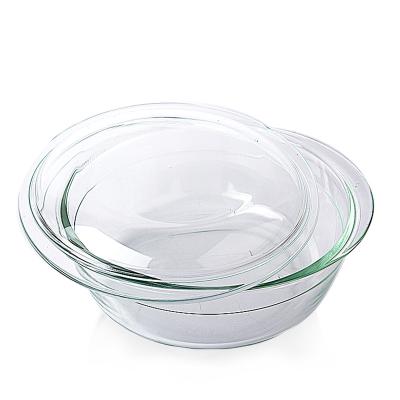 China Sustainable Clear Round Glass Casserole Dish With Glass Lid Covered Glass Casserole Bakeware for sale