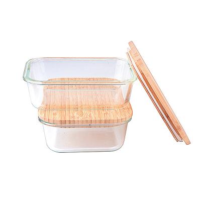 China Viable Glass Food Storage Containers With Lids Bamboo Cutlery 4 Pack Glass Bento Box Great For Meal Boxes for sale