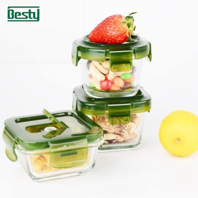 China Hot Selling Mini Freshness Preservation Amzaon Baby Container Set Glass Baby Food Storage Containers for sale