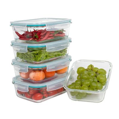 China Amazon Sustainable Glass Food Container Set Airtight Food Container With Lid Meal Prep for sale