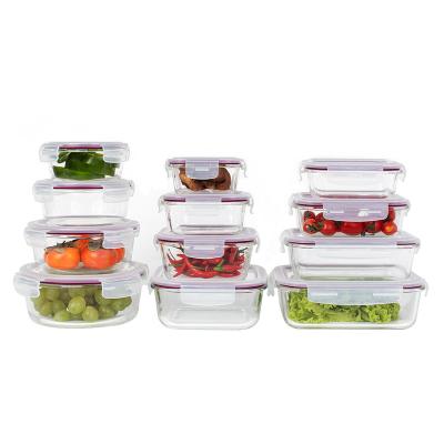 China Sustainable glass food container 12 pieces set with pp lid and custom color removable gasket for sale