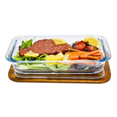 China Durable Rectangular Tempered Glass Bakeware Tray Borosilicate Glass Bakeware for sale