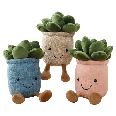 China New Girl Gift Eco-Friendly Material Cute Decoration Potted Succulent Plushies Plant Green Soft Plush Stuffed Toys Doll for sale