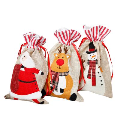 China Christmas Home Decor/Gift Bag/Newest Jute Gift Festival Christmas/Santa Linen Drawstring Candy Bags Christamas Decoration Bags Christmas Decoration Supplies for sale