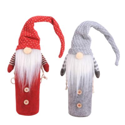 China Christamas Christmas Home Decoration Christmas Wine Bottle Bag Cover Christmas Forest Man Decoracion Gray Red Navidad for sale