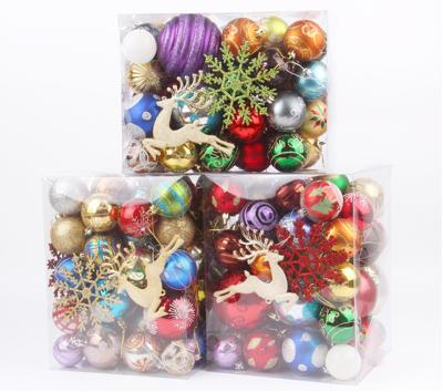 China 60 to70pcs Random Plastic Christmas Tree Plastic Balls Hanging Ornaments 3cm to 8cm Ball for sale