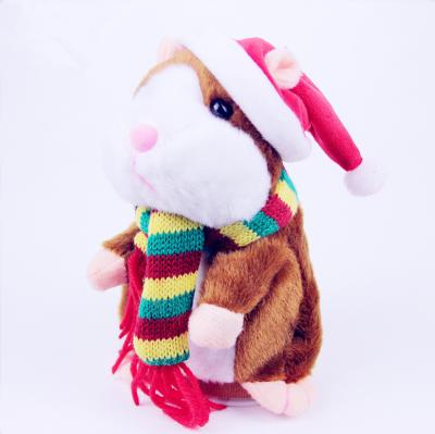 China Plush Electronic Interactive Toys Toys Christmas Red Hat And Rainbow Scarf Nod Talking Hamster Repeat What You Say Mouse Electronic Toys for sale