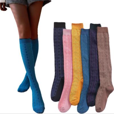 China Fashion Sale New Adults Solid Color Knee High Socks Warm Comfortable Cotton QUICK DRY Long Tube Socks For Women for sale