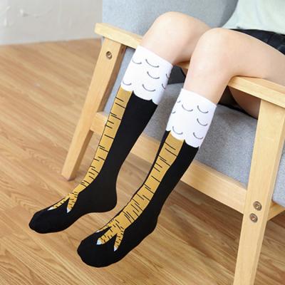 China Antibacterial Japan Chicken Feet Slimming Logo Girl Teen High Knee Tube Sock for sale