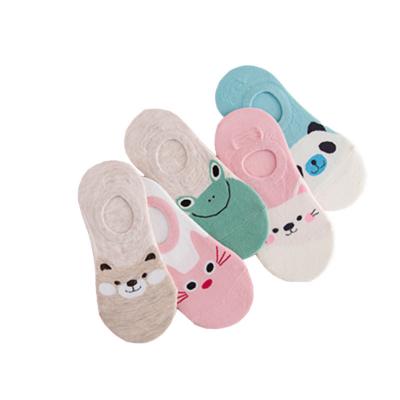 China Antibacterial Wholesale Cartoon Cute Animals Cotton Knitted Invisible Socks for sale