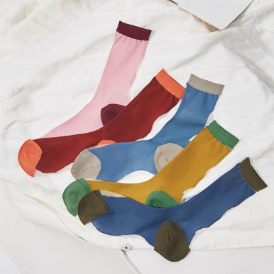 China New Fancy Antibacterial Wholesale Assorted Color Silk Socks Women Ultra Thin Pure Silk Women Socks for sale