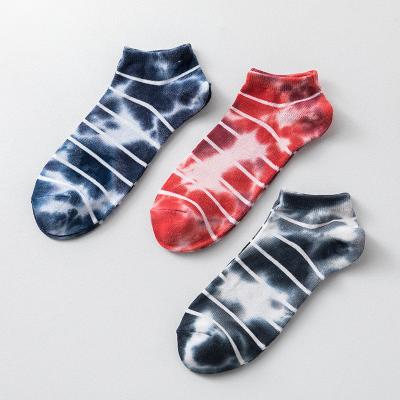 China New Arrival Fancy Antibacterial Trend Tie-Dyed Mens Socks Breathable Cotton Mens Ankle Socks for sale