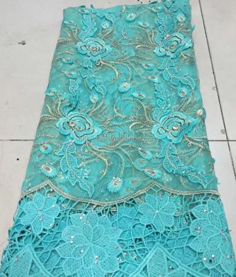 China Wholesale Water Soluble Soulmate Lace Fabric 3D Flower French Net Lace Embroidered Fabric For Party J820-4 for sale