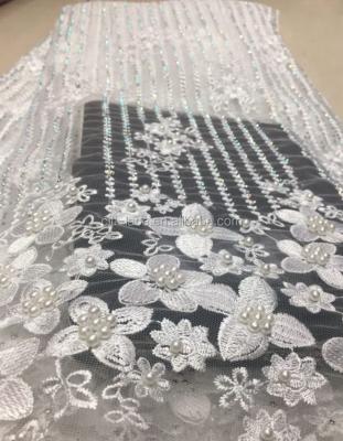 China Wholesale water soluble bridal 3d lace with heavy beaded lace fabric handmade beaded lace fabric TS23-3 for sale