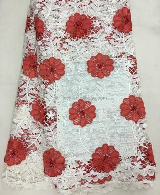 China New Style Water Soluble African Rope Lace Fabric With Stones High Quality Swiss Rope Lace J842-5 for sale