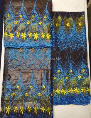 China BZL08-1 waterproof 5 yards jacquard fabric new arrival bazin lace with beads blouse women for sale