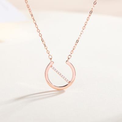 China Simple Geometric Diamond S925 Necklace Sterling Silver Version Korean Pendant for sale