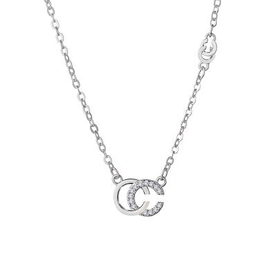 China Hot Selling FASHIONABLE Diamond Double C Necklaces For Women for sale