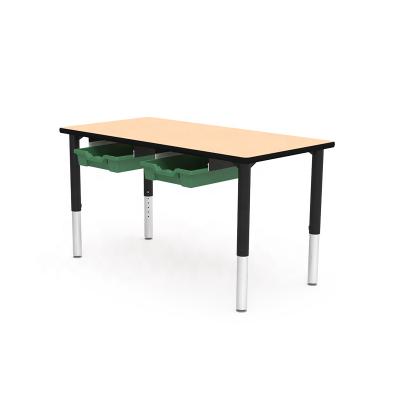 China School Furniture Modern Hot Selling Classroom Double Seat With Book Tray Desk Height Adjustable Table for sale