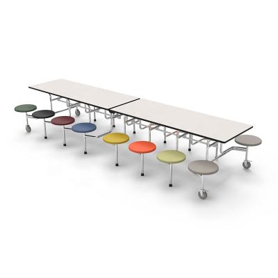 China Modern Canteen Folded Mobile Table And 16 Seat Bench for sale