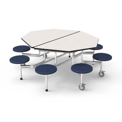 China 8 Seat Modern Octagon Cafeteria Table Folding Table And Bench Movable Canteen for sale