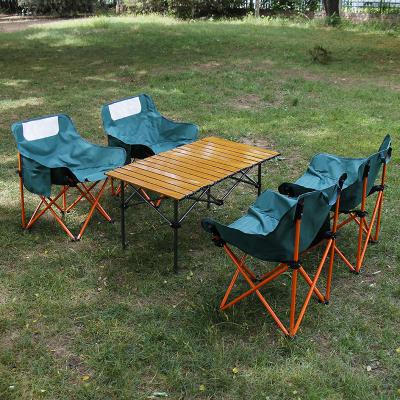 China Camping Activity Wholesale Customized Outdoor Moon Chair Folding Table and Chair Set Multiple Colors Portable Camping and Gathering Equipment for sale