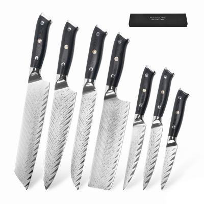 China Viable Professional 7Pcs 67 Layers Damascus Knife Set Knife Kitchen Set Japanese Custom Knives Sets For Chefs With Handle Group Of Ten for sale