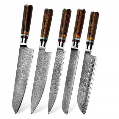 China Damascus Style Santoku Kiritsuke Cleaver Kitchen Chef Knife Set Durable Steel Unique Professional for sale