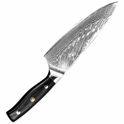 China Viable 8 Inch Kitchen Knife Professional Chef Knives Vg 10 Made Of Damascus Steel With Handle Group Of Ten for sale