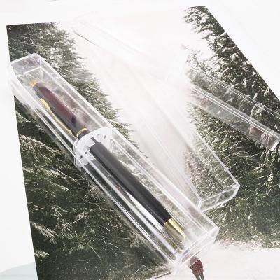 China Clear Plastic Acrylic Pen Box Gift Stationery Ballpoint Pen Packaging Box 2023 Transparent Empty Rectangle Gift Box for sale