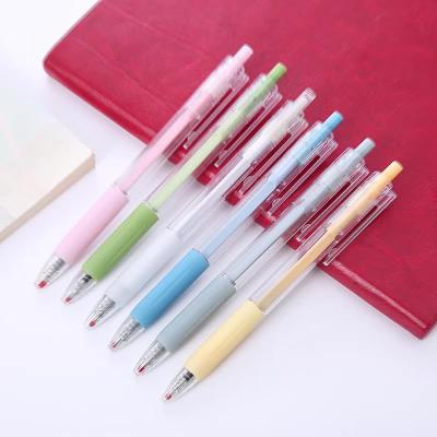 China office & Retractable Plastic Ballpoint Pen Rubber Grip Signature Pens Translucent Tube School Gel Promotional Cheap 0.5MM for sale