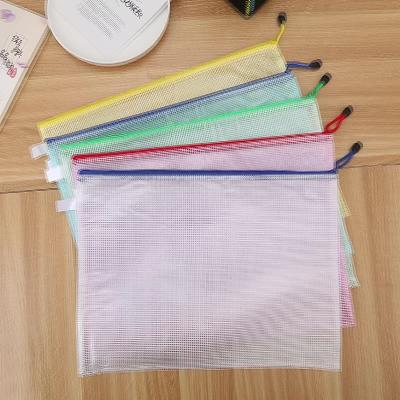 China Promotion\Business\Transparent Plastic Waterproof Document Bill Ticket Storage Zipper Bag Supplier A3A4A5 B4B5B6 Grid Office Folder Zipper Bag School Stationery School\Office for sale